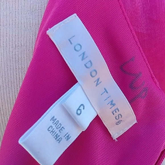 LONDON TIMES Hot Pink Party Dress. NWT Size 6 - Picture 4 of 6
